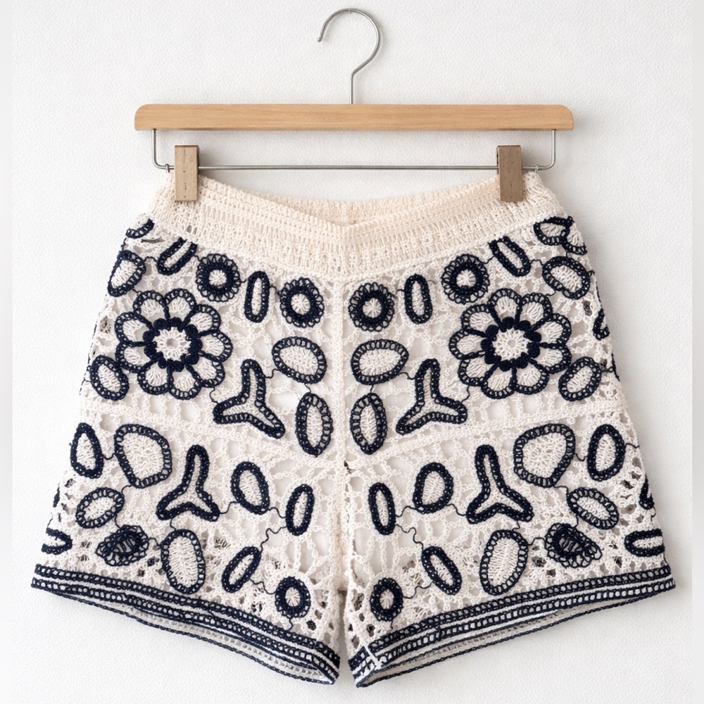 Rebellion Black and White Lace High Waist Shorts